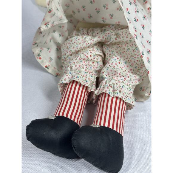 Vintage - No Makers Tag ~ Orange Hair Raggedy Anne Soft Cloth Doll 15" Tall - Picture 6 of 6